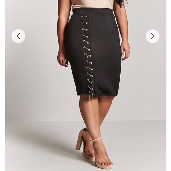 Forever 21 Super Shine Black Pencil Skirt Zip Back main image 1